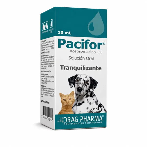 Drag Pharma Pacifor Acepromazina 1% Gotas Orales Frasco 10 mL