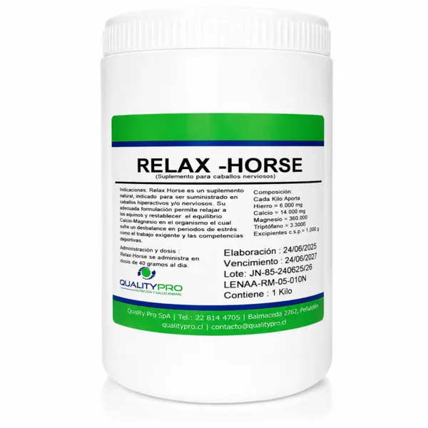 QualityPro Relax Horse Triptófano y Magnesio Suplemento Equino 1 kg